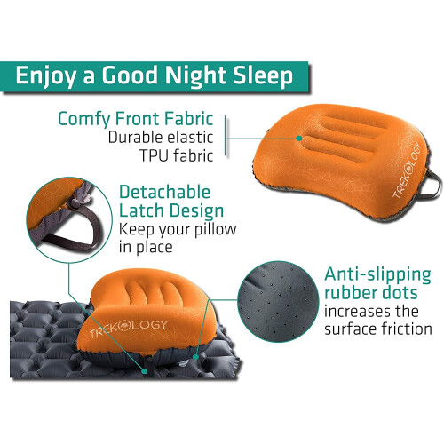 TREKOLOGY Cuscino da Viaggio Inflatable Ultralight - ALUFT 2.0 Compatto e Ergonomico 2