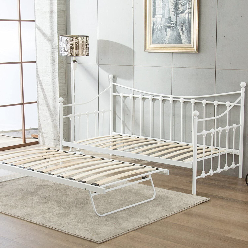 DAYBED WITH UNDER BED TRUNDLE 3FT SINGLE DAY BED FRAME