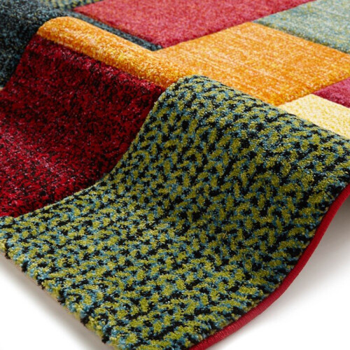 Think Rugs (200x290cm) Brooklyn Modern Rugs 21830 in Square Patchwork Multicolour Thick Soft Mats 1