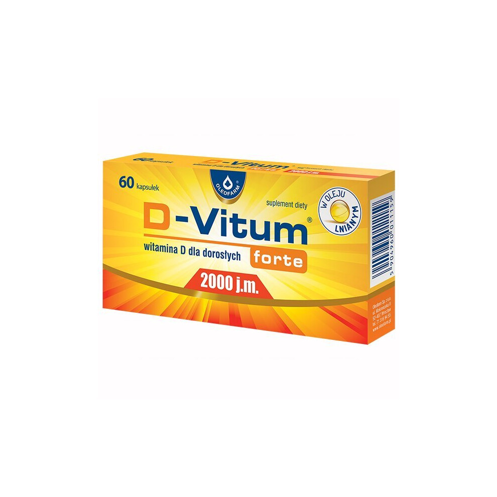Oleofarm D-Vitum Forte Vitamin D 2000 Iu, 60 Caps For Adults Support Immune System