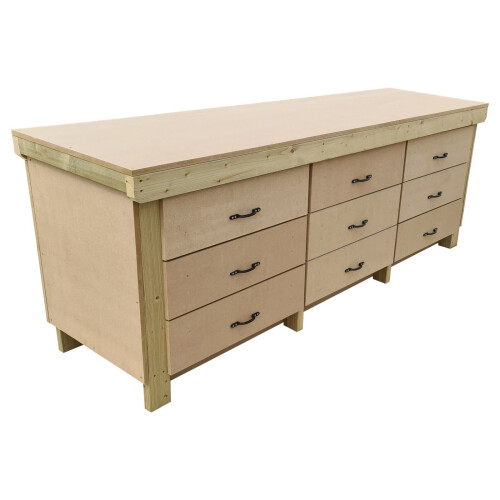 (7ft, Without Back Panel) Tool Cabinet Workbench Wooden 18mm MDF Top