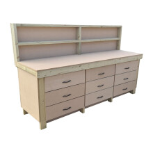 (8ft, With Back Panel) Tool Cabinet Workbench Wooden 18mm MDF Top