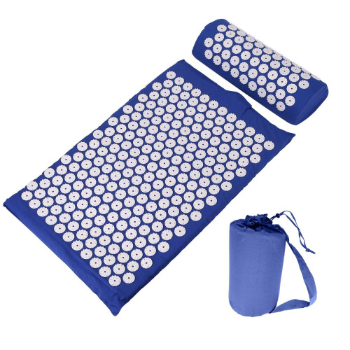 (Blue) Massage Mat Sit Yoga Lying Mats Pain Stress Relax