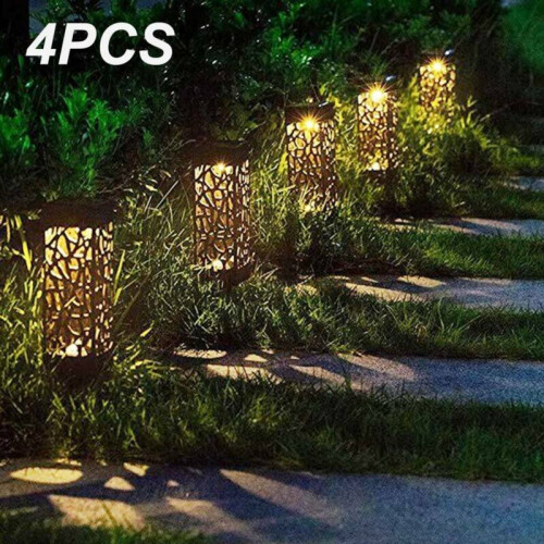 4x Solar Powered LED Outdoor Yard Path Lighting Garden Lights Post 1