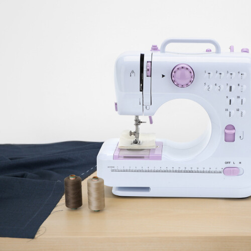12 Stitch Portable Electric Mini Sewing Machine Overlock 2 Speed Pedal 1