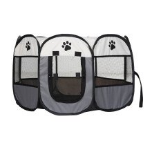 (Gray) Pet Cage Kennel Soft Fabric Dog Playpen Cage