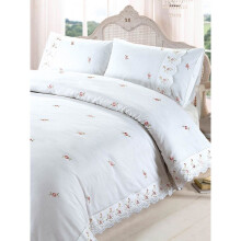 (Super King Size, White) Sophie Floral Duvet Cover and Pillowcase Set