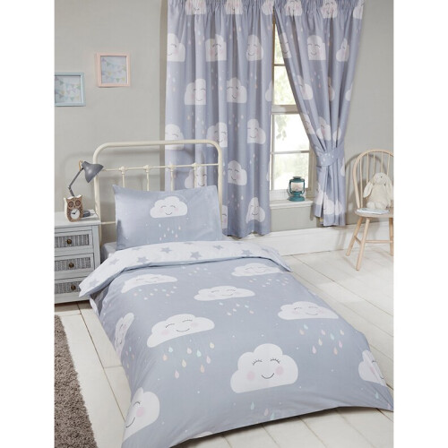(Single) Happy Clouds Duvet Cover and Pillowcase Set 1