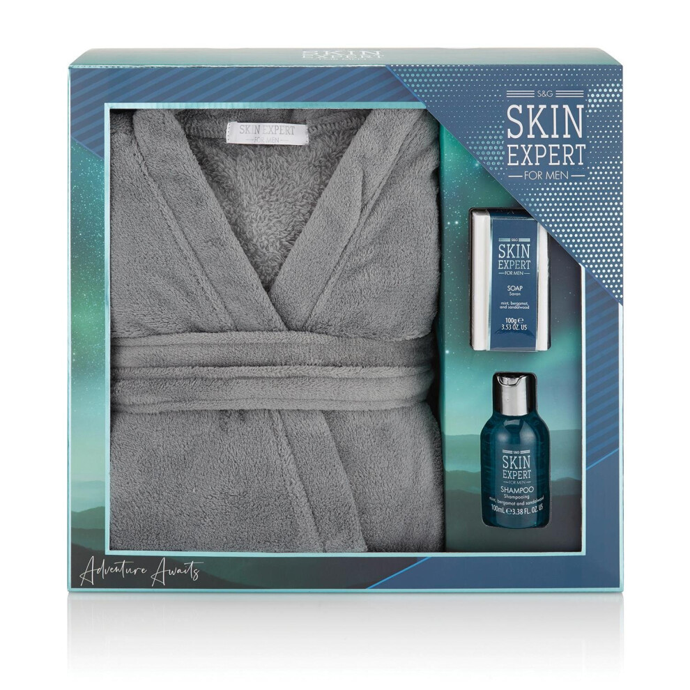 Style & Grace Skin Expert Bath Robe Gift Set - 100ml Shampoo, 110g Soap and Bath Robe