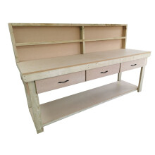 (7ft, Standard Legs) Wooden MDF Top Workbench With Drawers And Back Panel