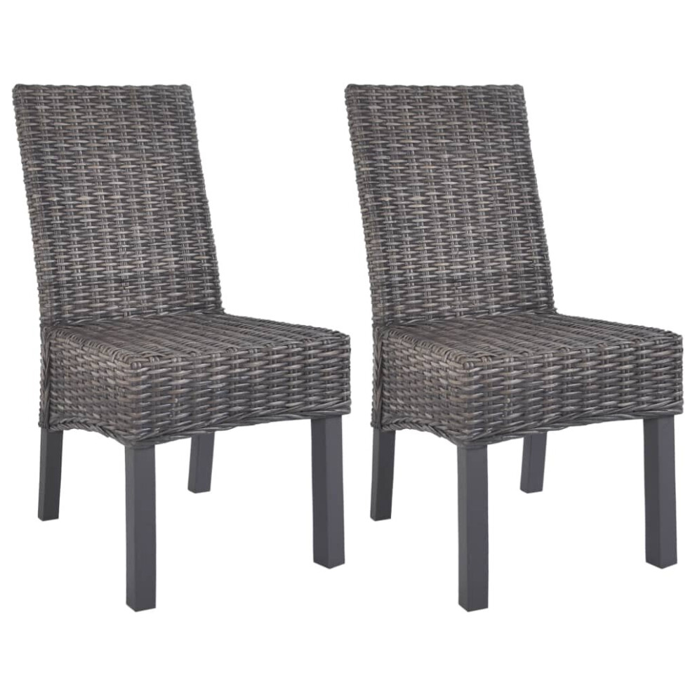 Vidaxl Dining Chairs 2 Pcs Kubu Rattan And Mango Wood Brown