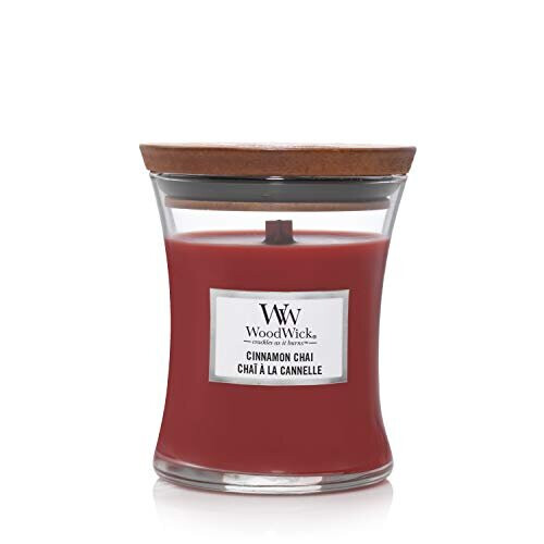 WoodWick Woodwick Μεσαίο Κερί Ώρας, Κανέλα Chai με Σπαστό Φιτίλι, Χρόνος Καύσης: Έως 60 Ώρες