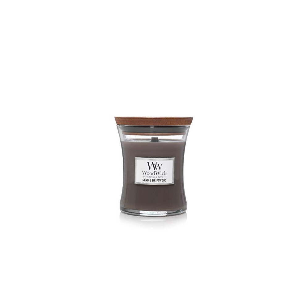 Woodwick Medium Hourglass Scented Candle | Sand and Driftwood | with Crackling Wick | Burn Time: Up to 60 Hours, Sand and Driftwood