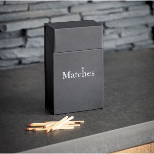 Powder Coated Steel Match Box | Carbon Black Fireside Accessory