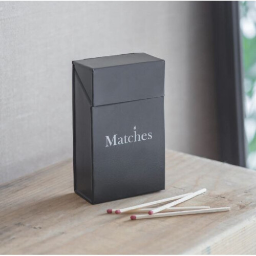 Powder Coated Steel Match Box | Carbon Black Fireside Accessory 1