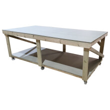 (8ft, Legs With Wheels) Wooden 4FT Wide uniMDF Top Workbench