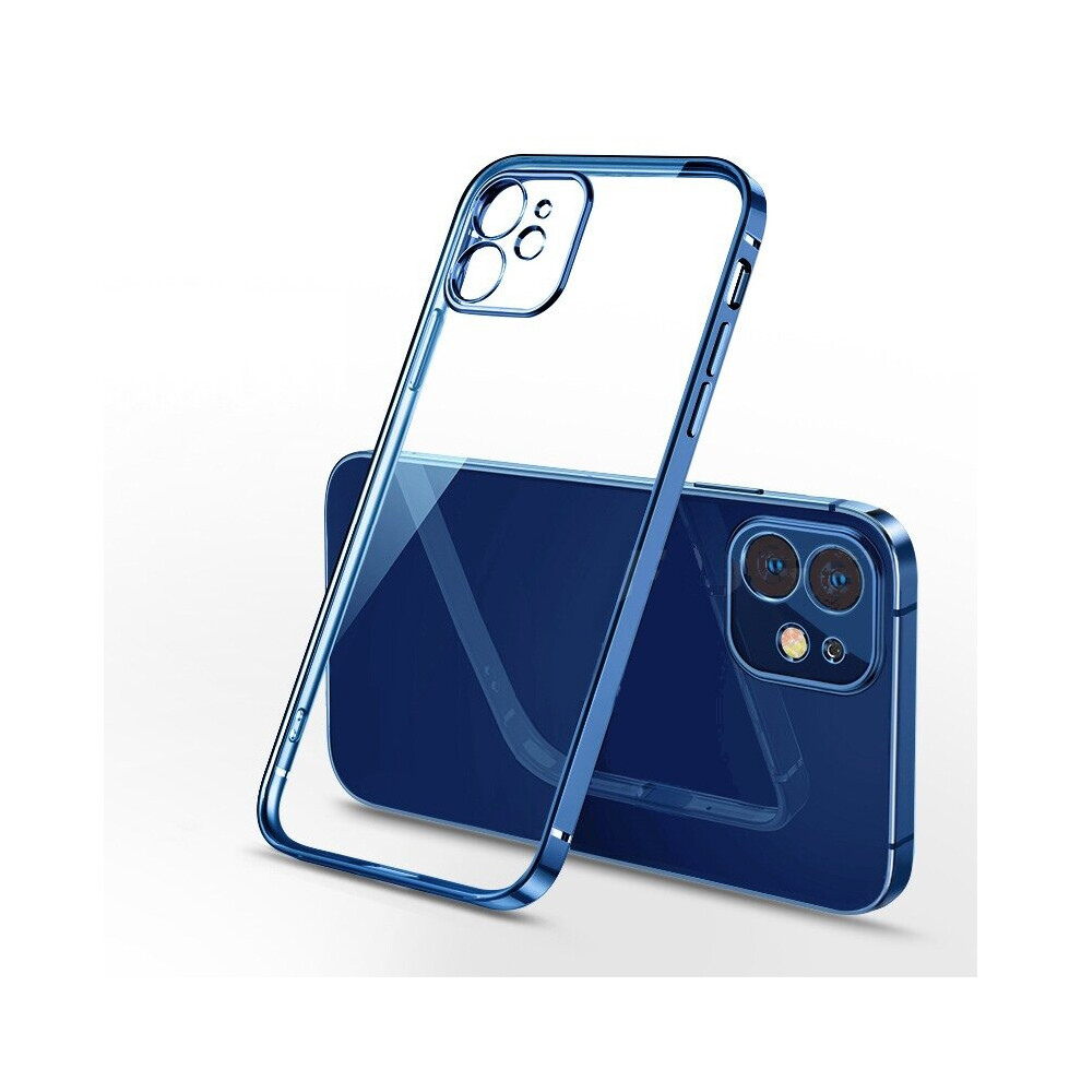 For Iphone 12 Mini - Clear Silicone Case With Edge Blue 7437135158123