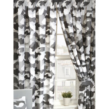 (66 X 72, Grey) Army Camouflage Lined Curtains