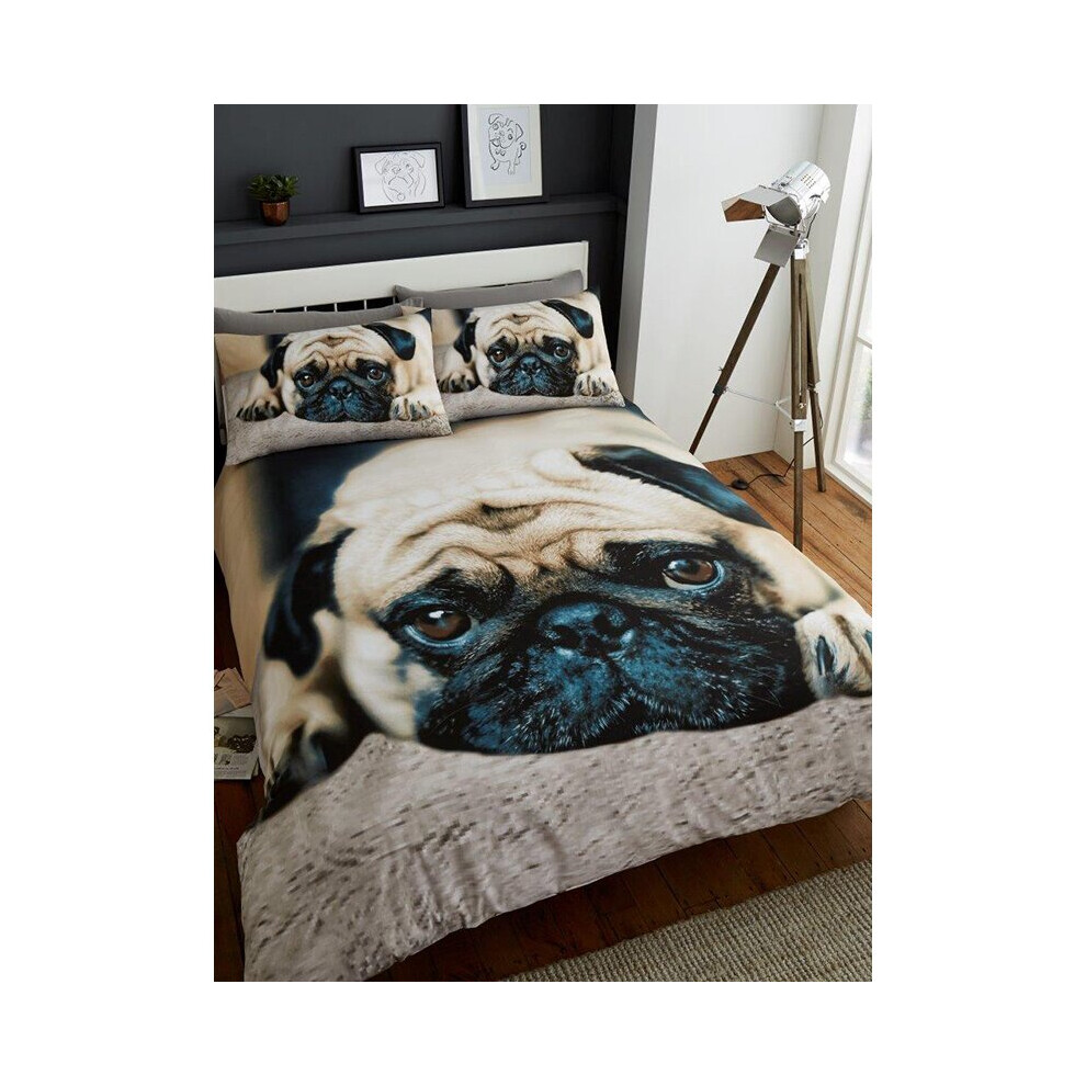 (King Size) Sweet Pug Duvet Cover and Pillowcase Set