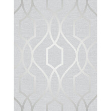 (Stone/Silver) Apex Geometric Trellis Wallpaper Fine Decor