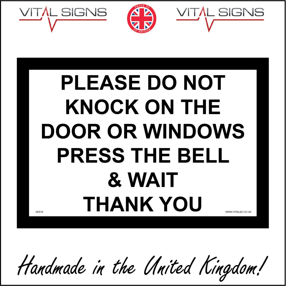(200 x 150mm - 8 x 6, Sticker / Sav - White Background) GE816  Do Not Knock On Door Windows Press Bell Wait Sign Workplace Office Site 600mm x 450mm M-image-OPC-P6CJHQM-NEW