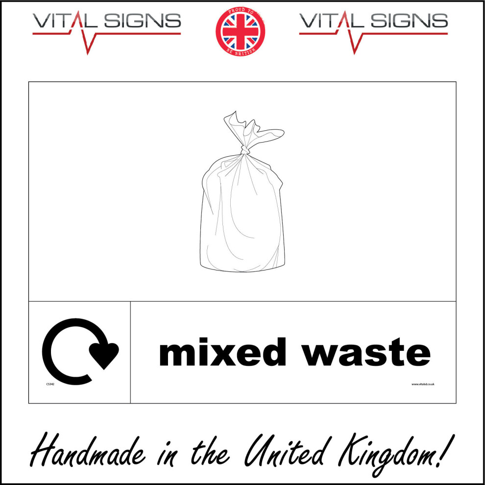 (300 x 200mm - 12 x 8, 3mm Standard Foamex Foamboard) CS342 Mixed Waste Recycling Sign Rubbish Trash Refuse Garbage Scrap Factory 600mm x 450mm Magnet-image-OPC-P6CJKRB-NEW