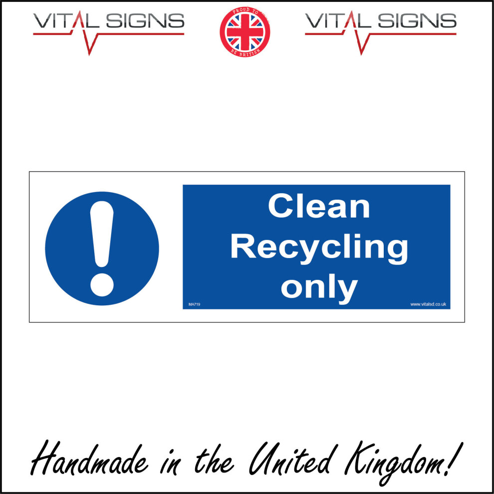 (150 x 50mm - 6 x 2, 1mm Pvc Foamex) MA719 Clean Recycling Only Sign Refuse Council Workplace Offices Shops Schools 600mm x 200mm Magnetic - Vehicle G-image-OPC-P6CJRPW-NEW