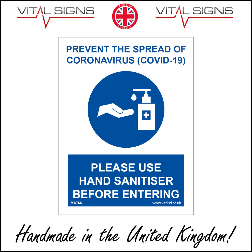(300 x 400mm - 12 x 16, 3mm Standard Foamex Foamboard) MA766 Prevent Spread Coronavirus Use Hand Sanitiser Sign Workplace Shop Pub Cafe 450mm x 600mm-image-OPC-P6CJVMS-NEW
