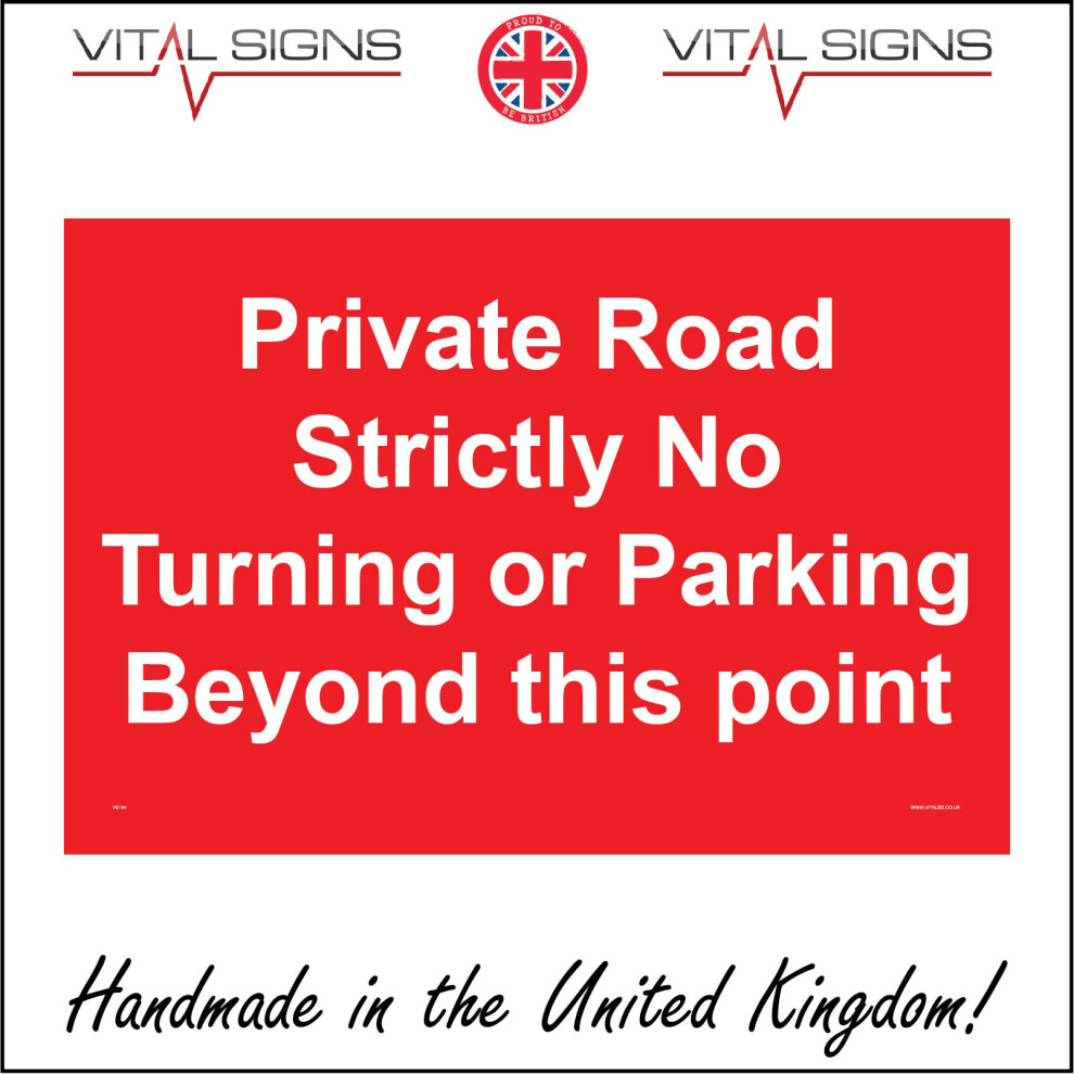 (150 x 100mm - 6 x 4, Magnetic - Vehicle Grade) VE194 Private Road Strictly No Turning Or Parking Sign Estate Entry Access   600mm x 450mm Magnetic --image-OPC-P6CJYZS-NEW