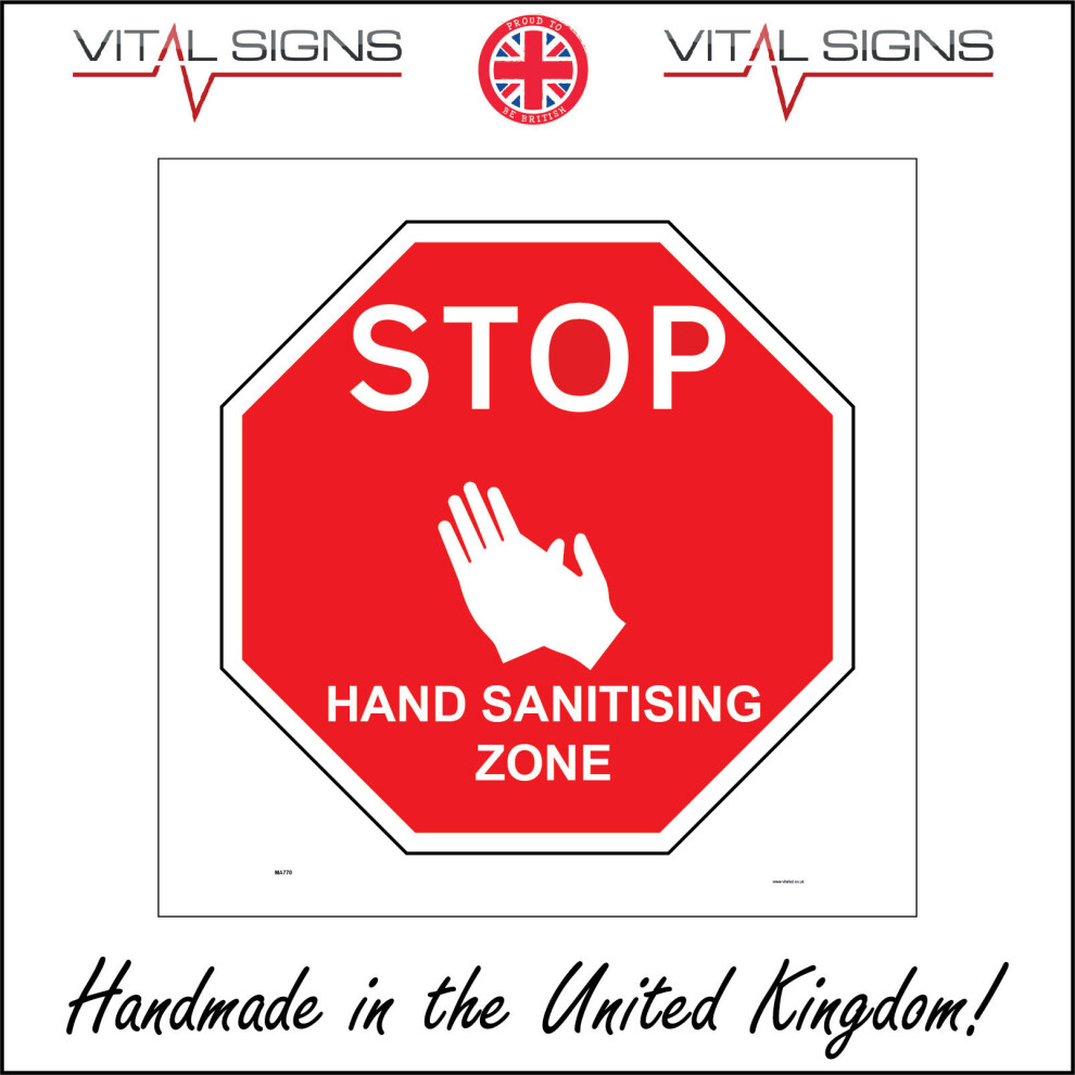 (600 x 600mm - 24 x 24, 3mm Standard Foamex Foamboard) MA770 Stop Hand Sanitising Zone Sign Wash Hygiene Station Cleanse Store Germs  600mm x 600mm Ma-image-OPC-P6CK9KM-NEW