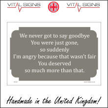 (300 x 200mm - 12 x 8, Sticker / Sav - White Background) IN139 We Never Got To Say Goodbye You Were Just Gone Sign Loss Bereaved Death 600mm x 450mm Magnetic - Vehicle Grade