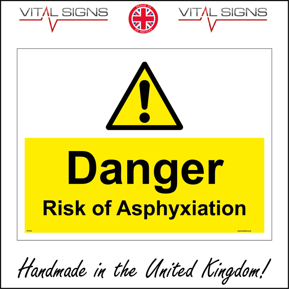(400 x 300mm - 16 x 12, 3mm Standard Foamex Foamboard) WT062 Danger Risk Of Asphyxiation Sign Construction Building Factory Sites   600mm x 450mm Magn-image-OPC-P6CKSYR-NEW