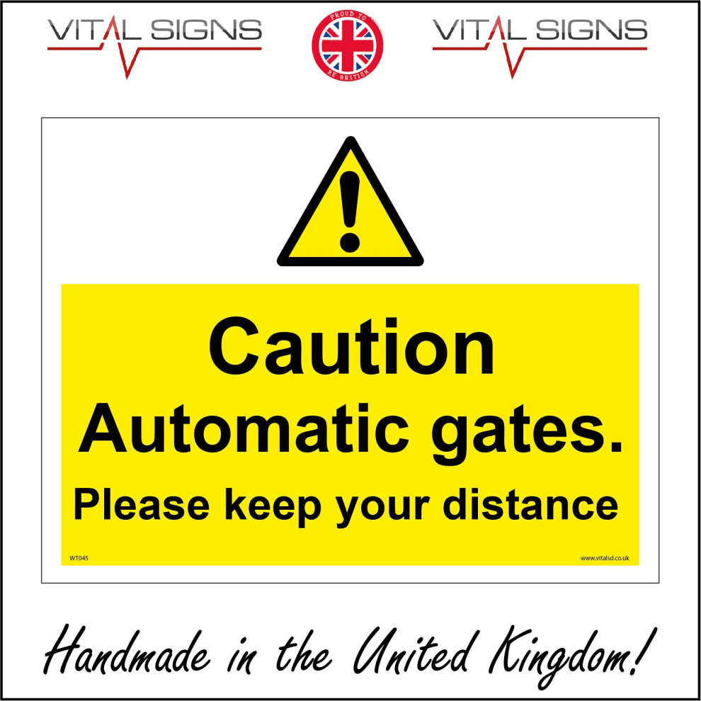 (200 x 150mm - 8 x 6, Sticker / Sav - White Background) WT045 Caution Automatic Gates Sign Military Police Hotels Electric Car Park 600mm x 450mm Magn-image-OPC-P6CKTJB-NEW