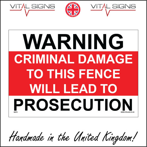 Warning Damage Sign (600 x 450mm - 24 x 18, 1mm Pvc Foamex) SE076 Warning Criminal Damage ...