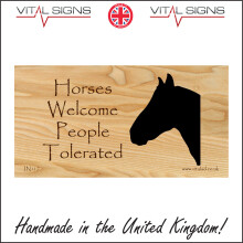(600 x 300mm - 24 x 12, 1mm Pvc Foamex) IN117 Horses Welcome People Tolerated Sign Animals Stables Riding Dressage 600mm x 300mm Magnetic - Vehicle Grade