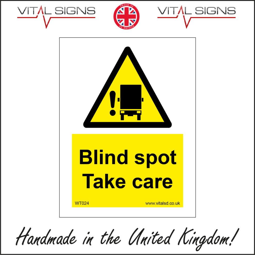 (200 x 300mm - 8 x 12, Magnetic - Vehicle Grade) WT024 Blind Spot Take Care Sign Lorries Vehicles Buses Factories Warehouses 450mm x 600mm Magnetic - Vehicle Grade