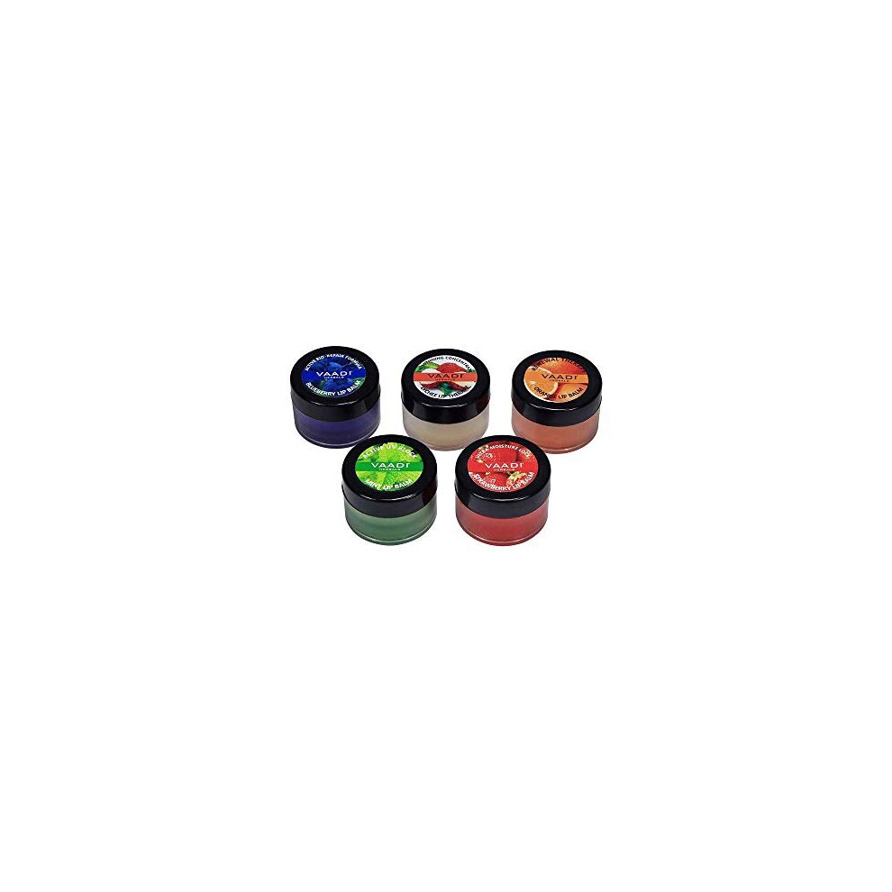 Vaadi Herbals Pink Lip Balm Assorted Pack All Natural Herbal Lip Therapy Pack Of 5 X 10 Gms Assorted Pack