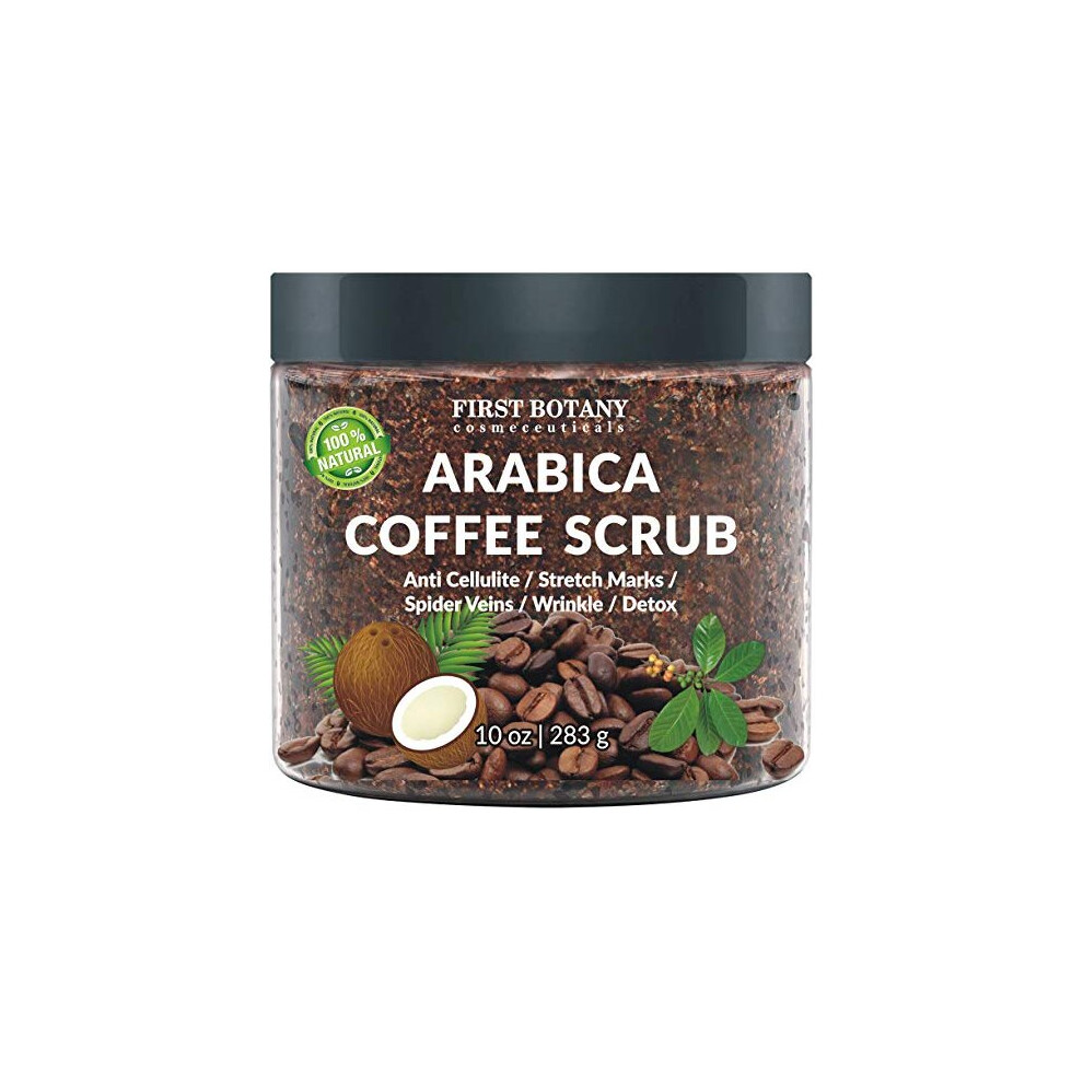 100 Natural Arabica Coffee Scrub with Organic Coffee Coconut and Shea Butter Best Acne Anti Cellulite and Stretch Mark treatment Spider Vein Therapy f