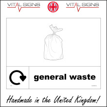 (150 x 100mm - 6 x 4, Magnetic - Vehicle Grade) CS320 General Waste Recycling Sign Skip Council Amenities Household  Waste  600mm x 450mm Magnetic - Vehicle Grade