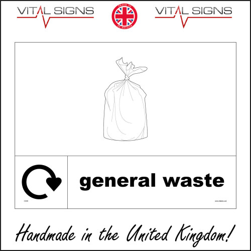 (150 x 100mm - 6 x 4, Magnetic - Vehicle Grade) CS320 General Waste Recycling Sign Skip Council Amenities Household  Waste  600mm x 450mm Magnetic - Vehicle Grade