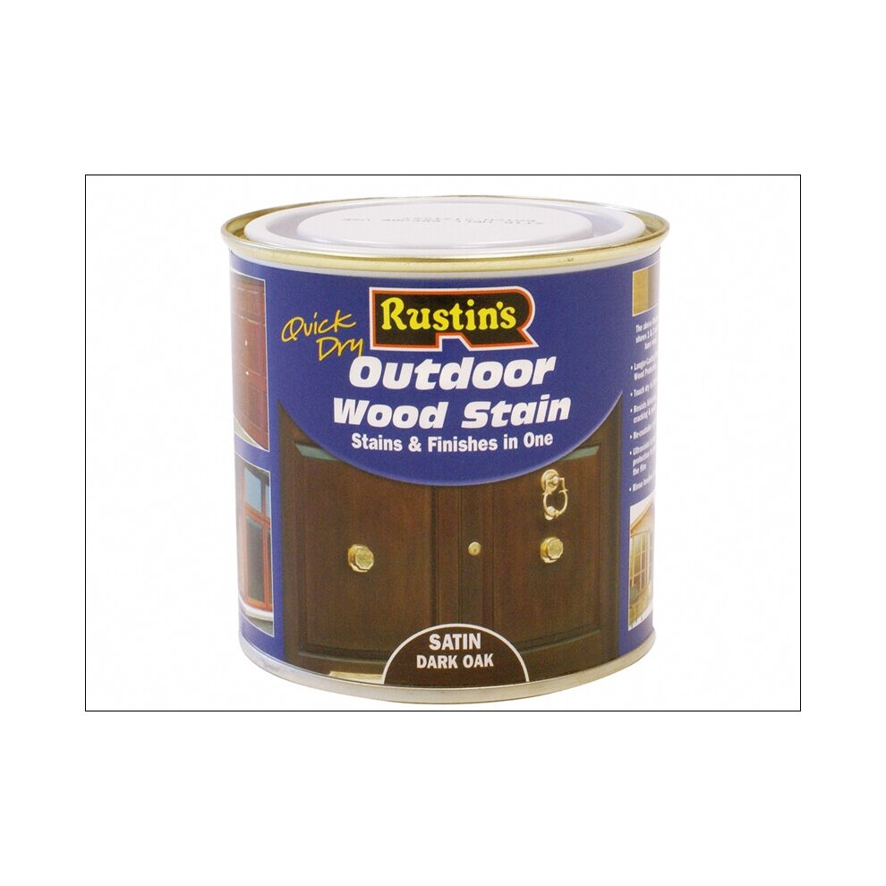 Rustins Quick Dry Exterior Woodstain Satin Oak 500Ml Dark