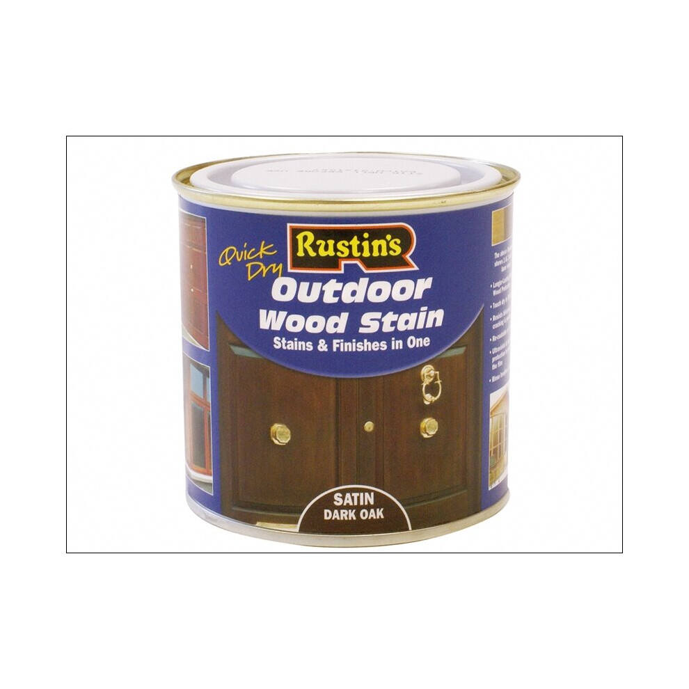 Rustins Quick Dry Exterior Woodstain Satin Dark Oak 500ml