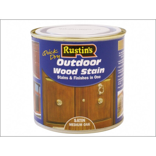 Rustins Rustins Quick Dry Exterior Woodstain Satin Medium Oak 500ml