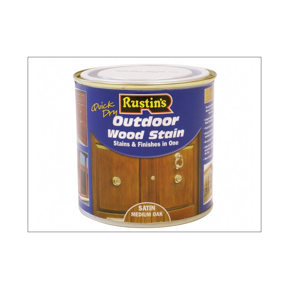 Rustins Quick Dry Exterior Woodstain Satin Medium Oak 500ml