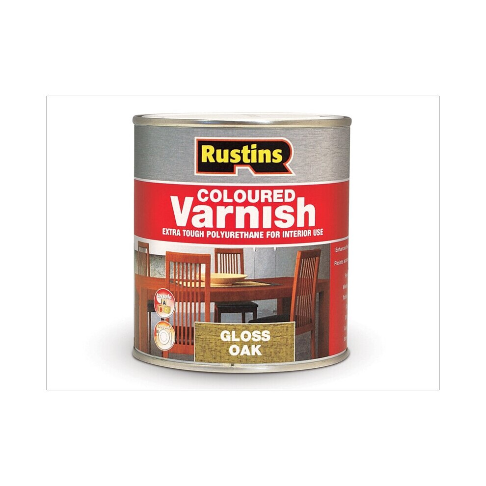 Rustins Poly Varnish Stain Gloss Oak 500ml