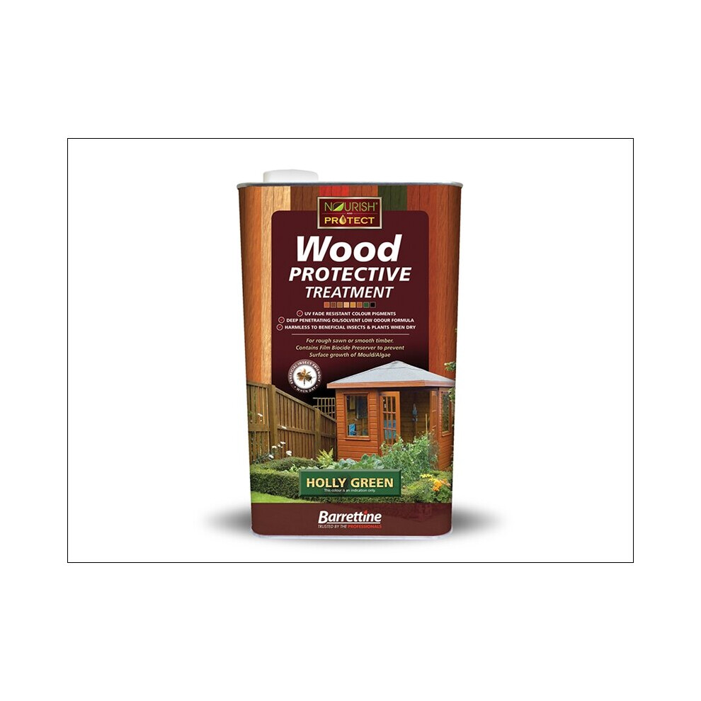 Barrettine Protective Wood Treatment Holly Green 5L 5015861003737