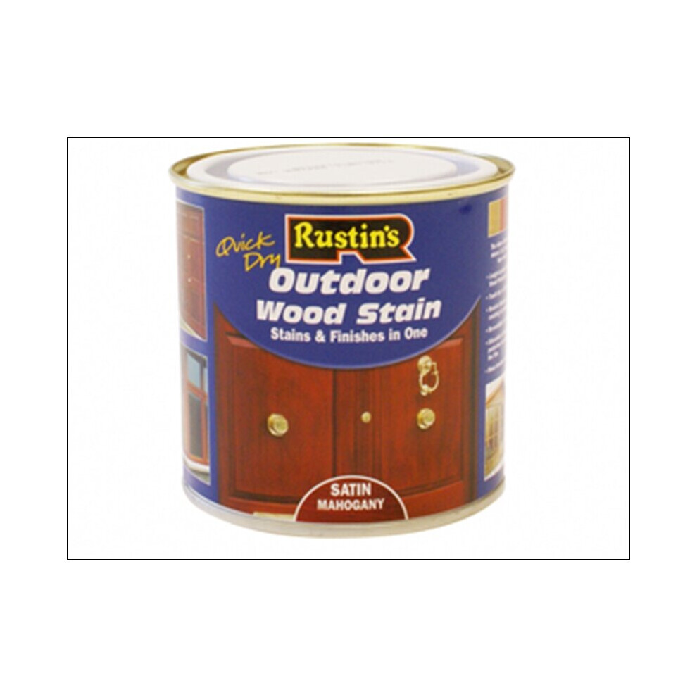 Rustins Quick Dry Exterior Woodstain Satin Mahogany 500ml