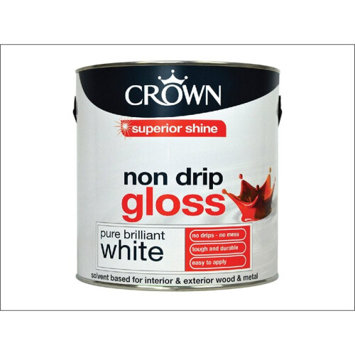 Crown Crown Paints Non Drip Gloss Pure Brilliant White 2.5L