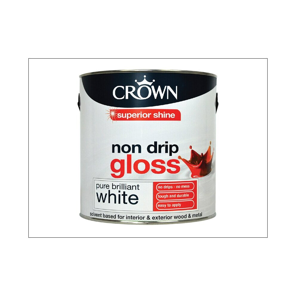 Crown Paints Non Drip Gloss Pure Brilliant White 2.5L
