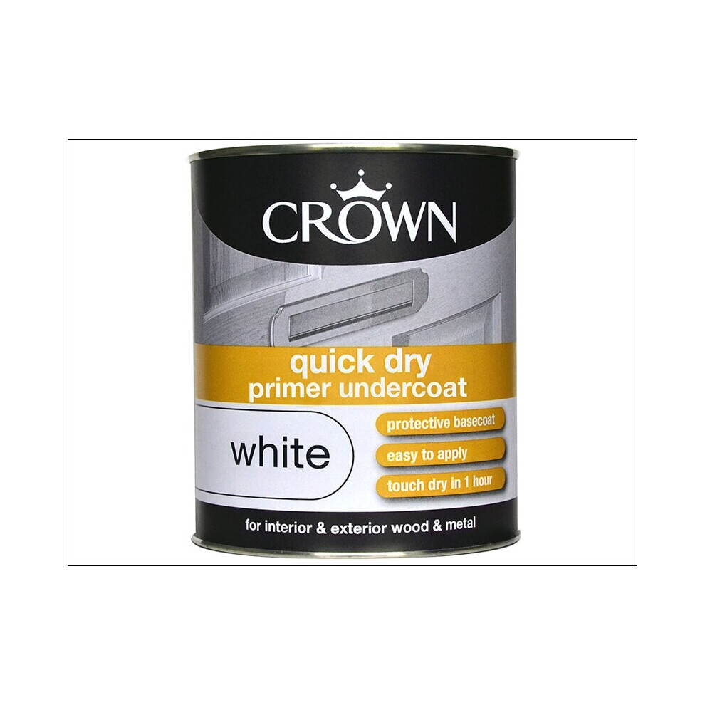 Crown Paints Quick Dry Undercoat Pure Brilliant White 750ml